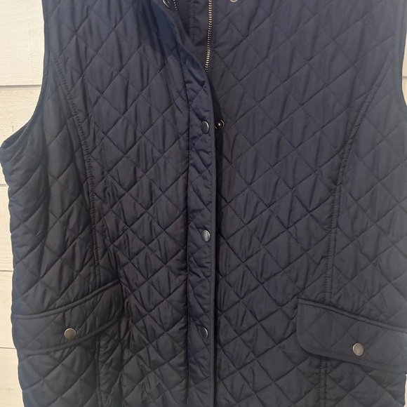 Talbots Navy Quilted Vest with Stand-Up Collar - Picture 2 of 7